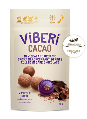 Viberi Cacao - Crispy Blakcurrants Rolled In Dark Chocolate 90g