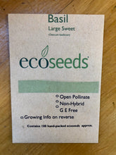 Load image into Gallery viewer, Eco Seeds Basil - Large Sweet