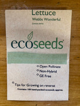 Load image into Gallery viewer, Eco Seeds Lettuce - Webbs Wonderful