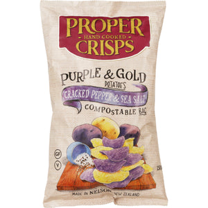 Proper Crisps Cracked Pepper & Sea Salt 150g Compostable Bag
